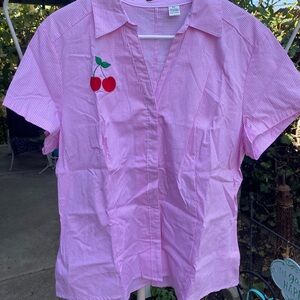 Girls' Pink Cherry Short-Sleeve Shirt